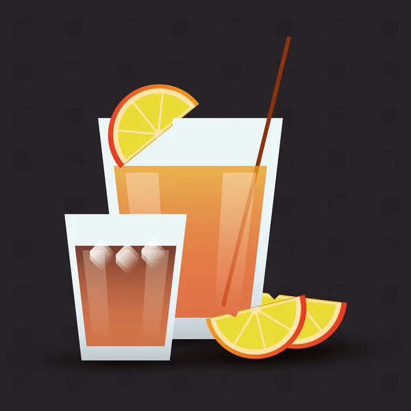 Cocktail Orange Glas Sommer Alkohol Ikone — Stockvektor