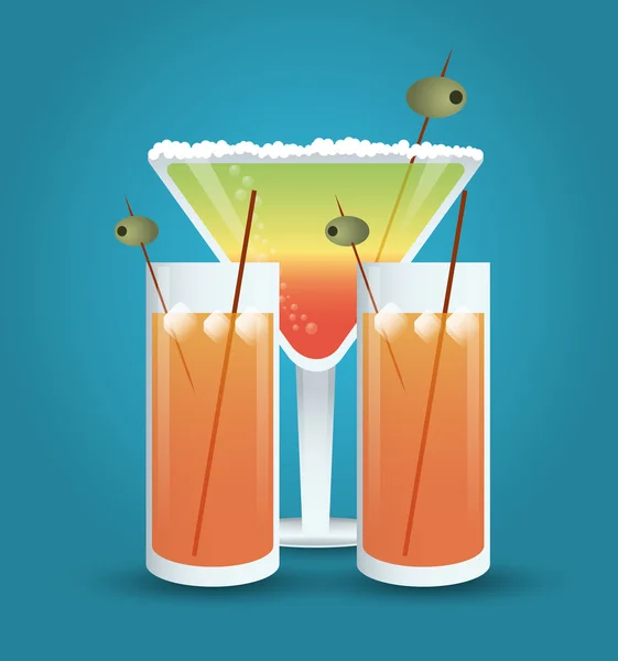 Cocktail olive glass summer alcohol icon — Stock Vector