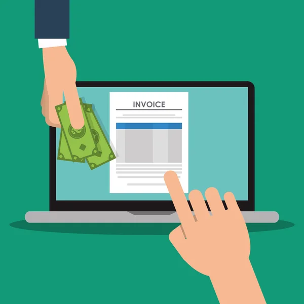 Laptop bills document paymet financial item — Stock Vector