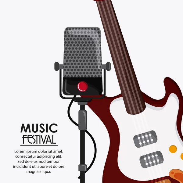 Elektrische Gitarre Mikrofon Musik Festival Ikone — Stockvektor