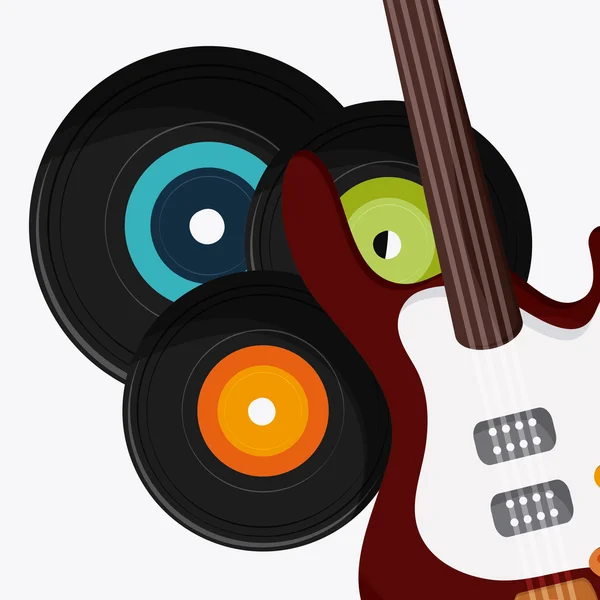 Guitarra elétrica vinil ícone do festival de música — Vetor de Stock