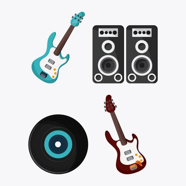 E-Gitarre Lautsprecher Vinyl Musik-Ikone. Vektorgrafik — Stockvektor