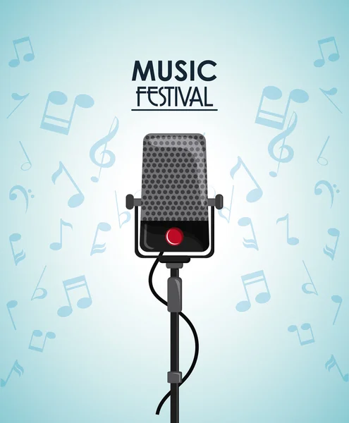 Microphone musique note son media festival icône. Graphique vectoriel — Image vectorielle