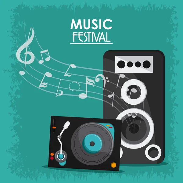 Musica nota altoparlante vinile sound media festival icona. Grafico vettoriale — Vettoriale Stock