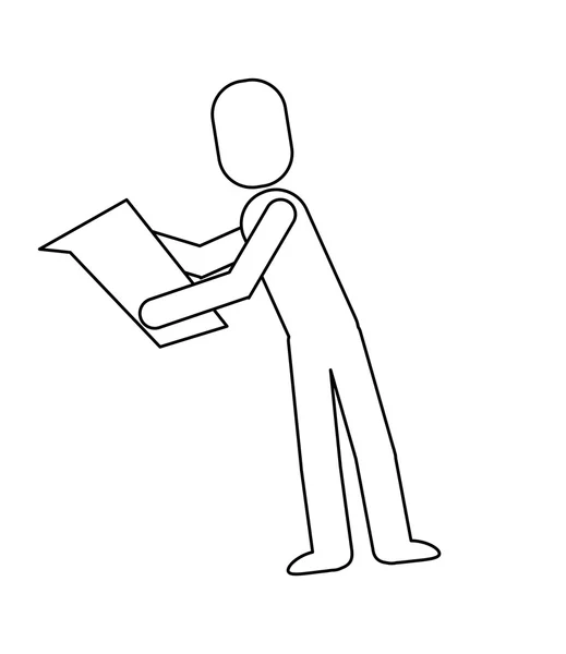 Homme lecture pictogramme icône — Image vectorielle