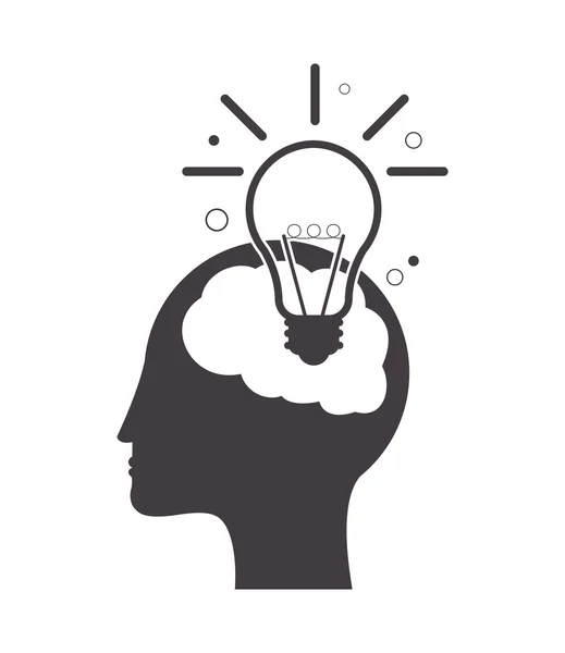 Human brain lightbulb idea icon — Stock Vector