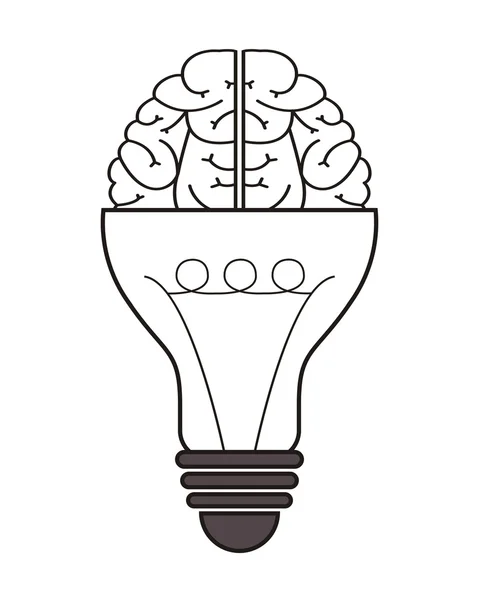 Glödlampa och hjärnan-ikonen — Stock vektor
