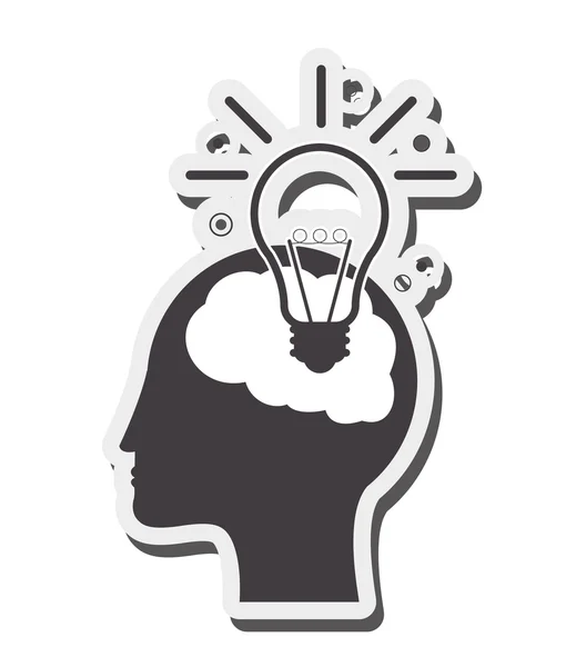 Icona idea lampadina cervello umano — Vettoriale Stock