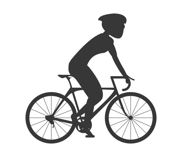 Silhueta pessoa andar de bicicleta com ícone de capacete —  Vetores de Stock