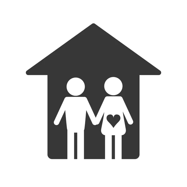 Pictogramme famille et maison icône — Image vectorielle