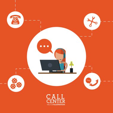 Operatör Yardımcısı kadın kulaklık Merkezi simgesini arayın. Vektör grafiği