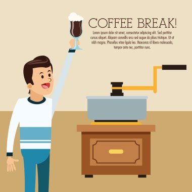 adam kahve molası Dükkanı simgesi. Vektör grafiği