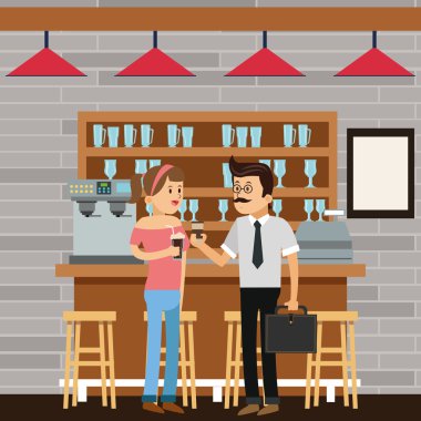 insanlar kahve molası Dükkanı simgesi. Vektör grafiği