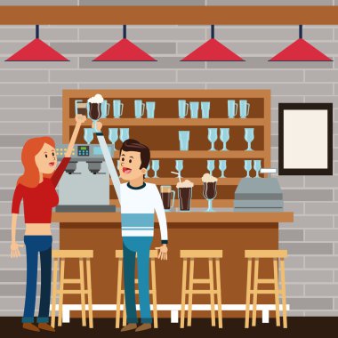 insanlar kahve molası Dükkanı simgesi. Vektör grafiği