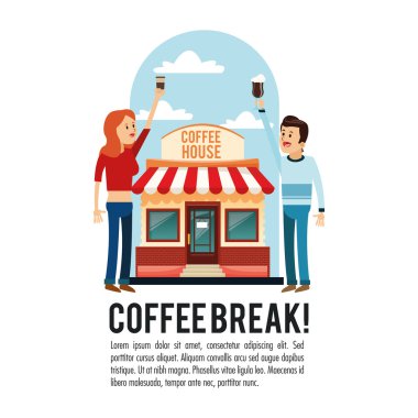 insanlar kahve molası Dükkanı simgesi. Vektör grafiği