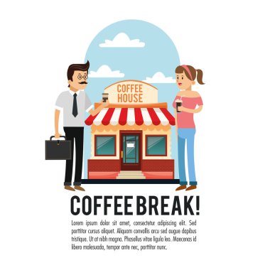 insanlar kahve molası Dükkanı simgesi. Vektör grafiği