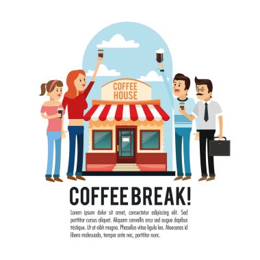 insanlar kahve molası Dükkanı simgesi. Vektör grafiği