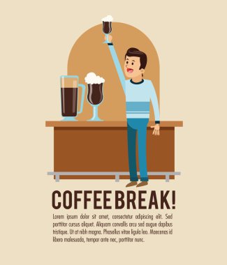 adam kahve molası Dükkanı simgesi. Vektör grafiği