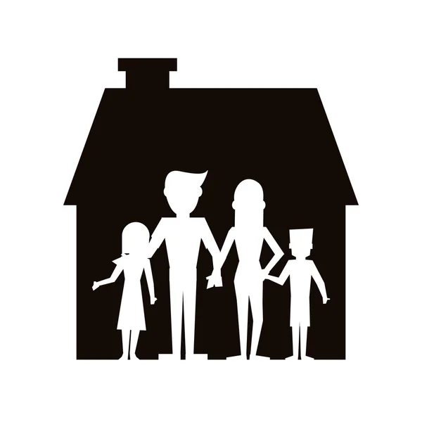 Familie und Haus Piktogramm-Symbol — Stockvektor