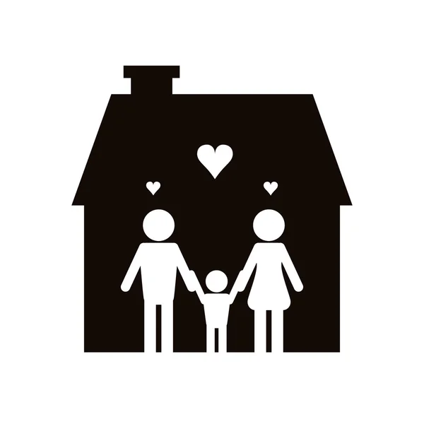 Pictogramme famille et maison icône — Image vectorielle