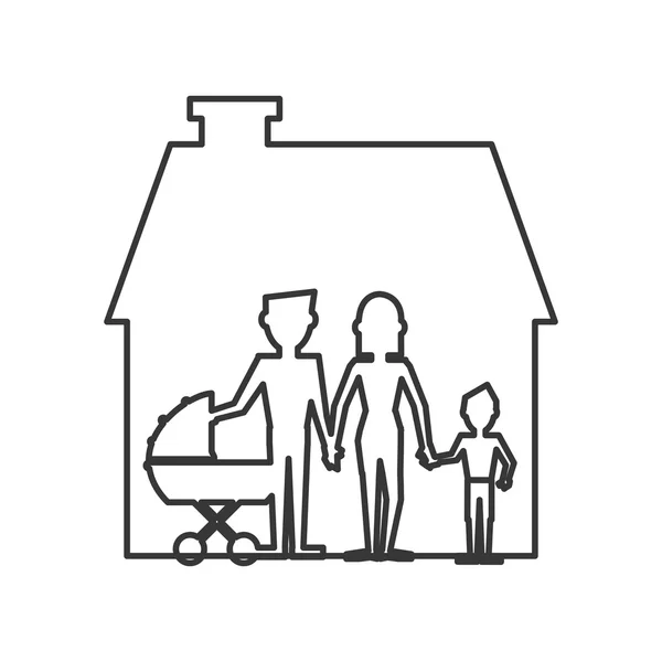 Icona pittogramma famiglia e casa — Vettoriale Stock