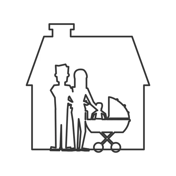 Icona pittogramma famiglia e casa — Vettoriale Stock