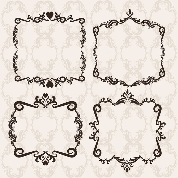 Vintage marco ornamento icono conjunto — Vector de stock