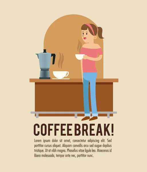 여자 커피 브레이크가 게 아이콘. 벡터 그래픽 — 스톡 벡터