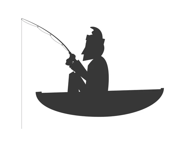 Людина риболовля на значку човна — стоковий вектор