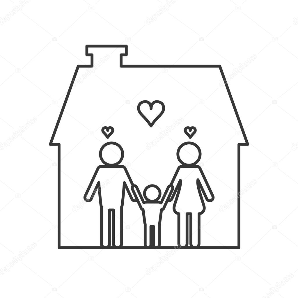 Familie und Haus Piktogramm Symbol — Stockvektor ...