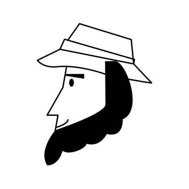 şapka simgesi olan adamın yüzünü