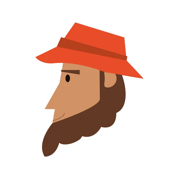 Обличчя людини з значком капелюха — стоковий вектор