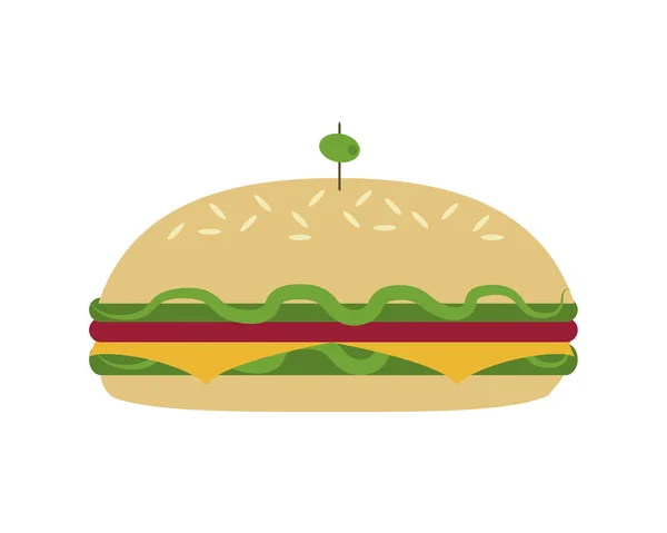 Sandwich dengan ikon zaitun - Stok Vektor