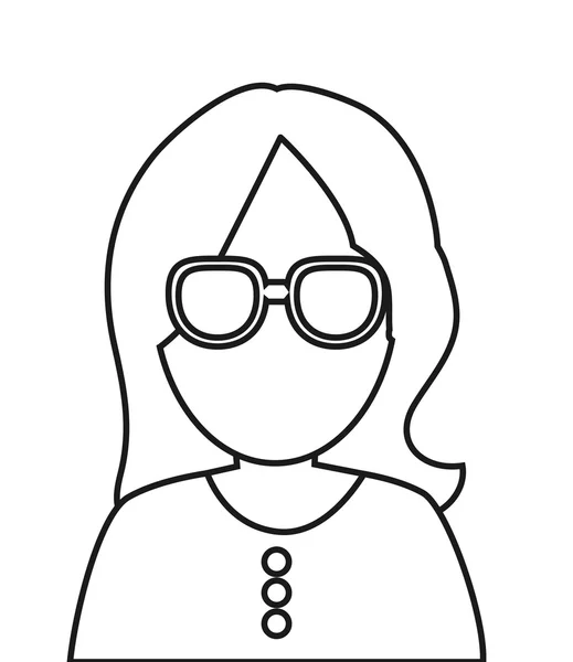 Femme sans visage avec lunettes icône portrait — Image vectorielle