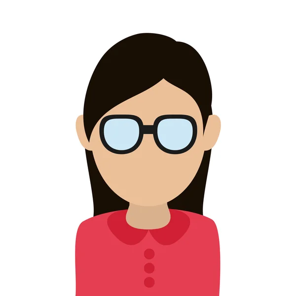 Femme sans visage avec lunettes icône portrait — Image vectorielle
