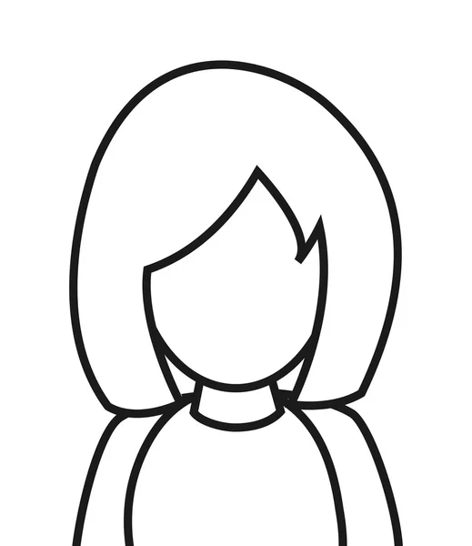 Mujer sin rostro retrato icono — Vector de stock