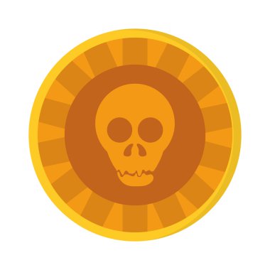 Aztec gold coin skull icon clipart
