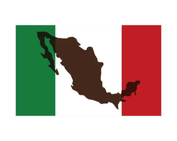 Drapeau mexicain avec icône de silhouette — Image vectorielle