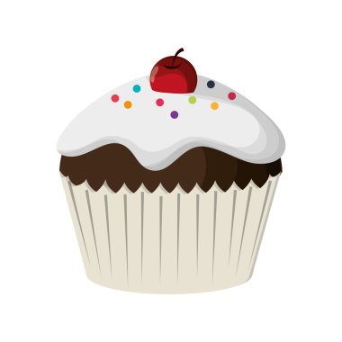 kiraz simgesi ile dekore edilmiş cupcake
