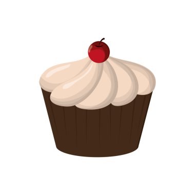kiraz simgesi ile dekore edilmiş cupcake