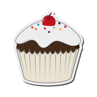 kiraz simgesi ile dekore edilmiş cupcake