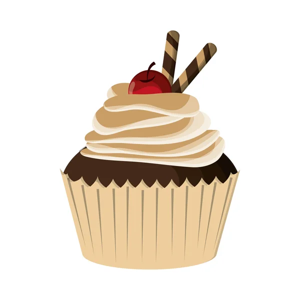 Cupcake decorado com ícone de cereja — Vetor de Stock