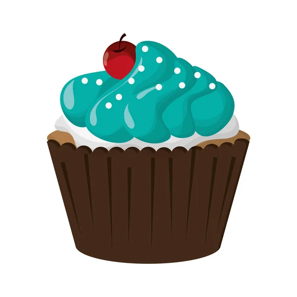 Cupcake decorato con icona di ciliegie — Vettoriale Stock