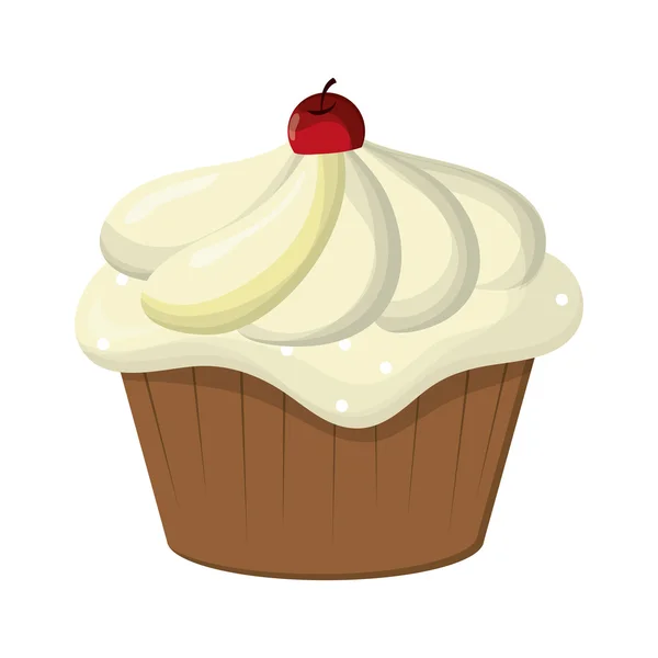 Cupcake decorado con icono de cereza — Archivo Imágenes Vectoriales