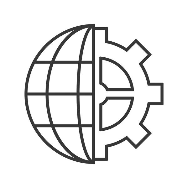 Diagrama de globo de tierra e icono de engranaje — Archivo Imágenes Vectoriales