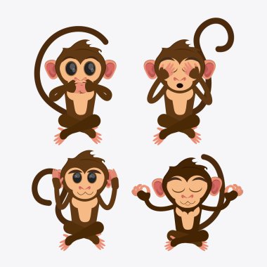 Maymun set Karikatür hayvan tasarım
