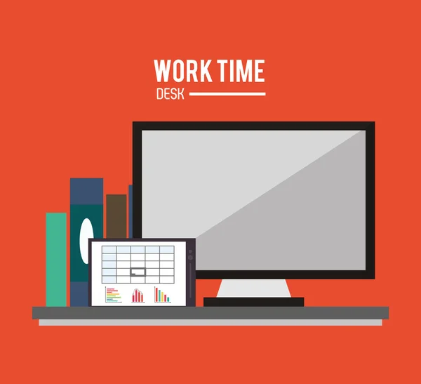 Arbeitszeit Schreibtisch Büro Lieferung Design — Stockvektor
