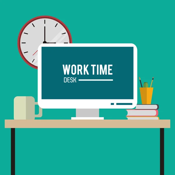 Worktime íróasztal irodai kínálat design — Stock Vector