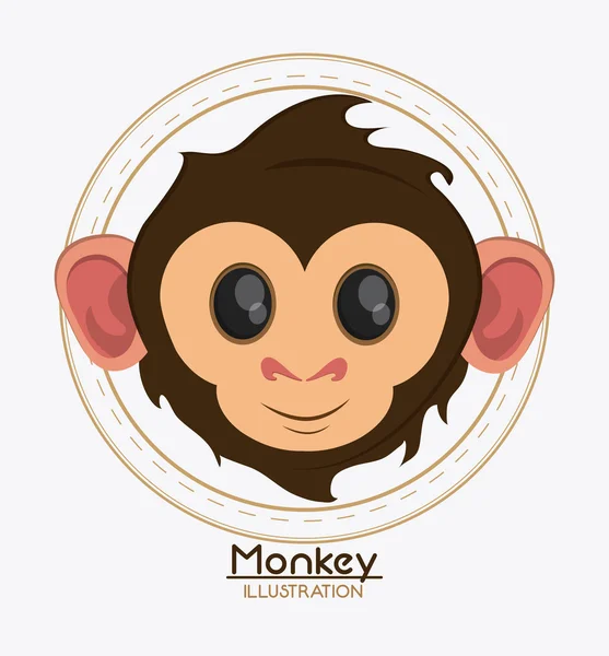 Cara de mono dibujos animados diseño de animales — Vector de stock