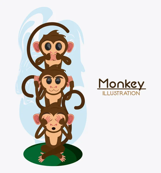 猿セット漫画動物デザイン — ストックベクタ